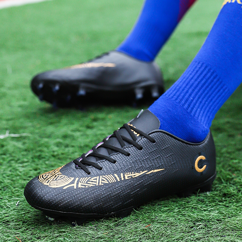 Men Soccer Shoes Kids Ankle Football Boots Futsal FG Cleats Grass Training Sport Footwear Adult Long Spikes Outdoor Soccer Shoes